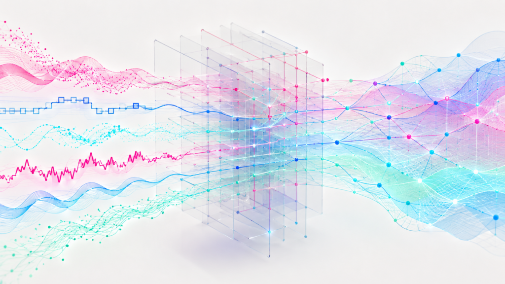 Cognitive diversity: multiple streams join in a matrix to align.