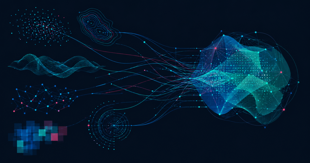 Multiple clusters in different formats on dark background. Collective Intelligence in Teams: What Makes Teams Smart