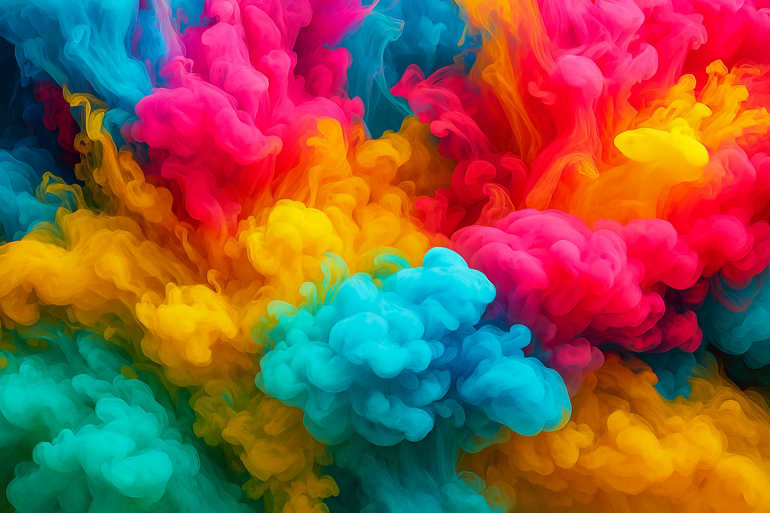 Gelb, Pink und Türkise Farben explodieren in der Luft. Neurodiversität in Unternehmen