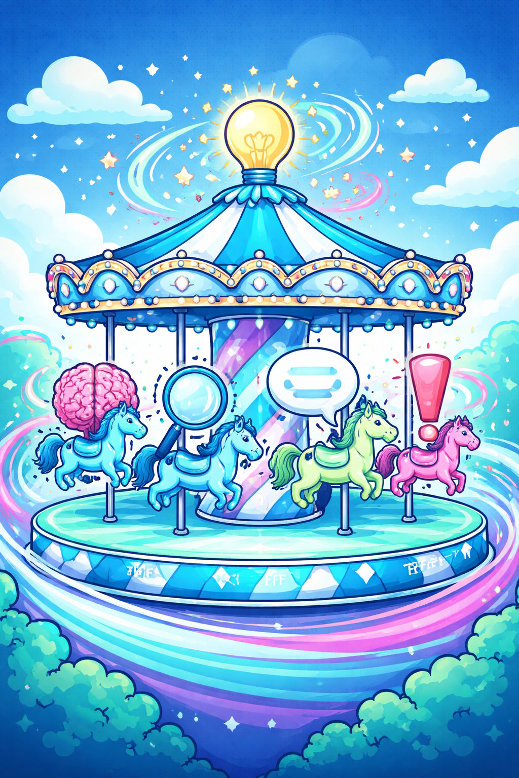 Gedankenkarussell im zeichenstil. Warum wir Gespräche im Kopf durchspielen, soziale Interaktionen analysieren und was Post-Event Processing im neurodivergenten Nervensystem bedeutet.