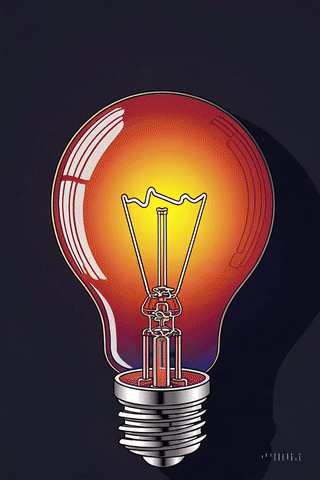 Eine stilisierte Glühlampte die angeht. Ideenvielfalt schafft Innovation.